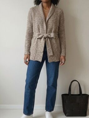 H&M | Chunky Knit Belted Cardigan – Oatmeal Melange Size 2